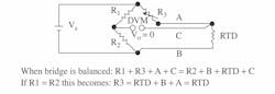 Figure 1: The three-wire, null-balance bridge