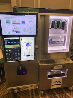 Figure 1: In a collaboration with Intel and Red Hat, Schneider Electric has released an DCN software framework that&rsquo;s an extension of its EcoStruxure Automation Expert&rsquo;s Soft dPAC software. In an exhibit at the ARC event, it controlled an Intel OPA reference-design DCN and ASRock IPC DCN with R. Stahl I/O, and maintained bumpless control.