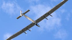 Bertrand Piccard&rsquo;s Solar Impulse 2 solar-powered aircraft soars through the sky over Switzerland. (Source: Shutterstock)